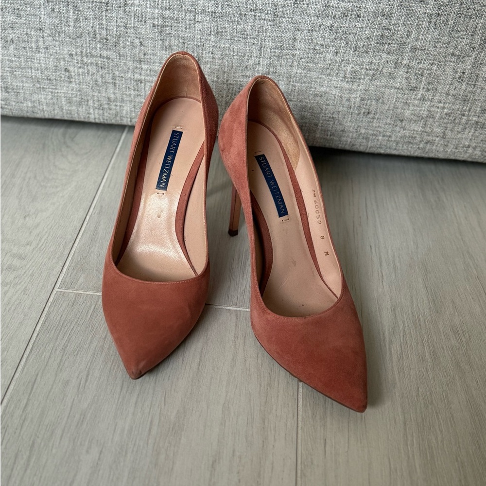 Stuart Weitzman Coral Suede Pumps